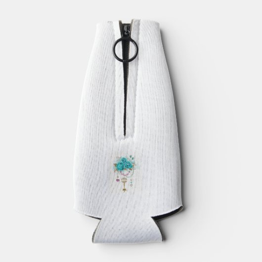 Turfroze rozen met sleutels flesjeskoeler (Achterkant)