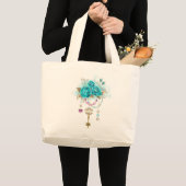 Turfroze rozen met sleutels grote tote bag (Voorkant (product))