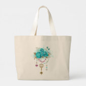 Turfroze rozen met sleutels grote tote bag (Achterkant)