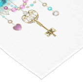 Turfroze rozen met sleutels korte tafelloper (Hoek)