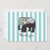 Turfroze streep paisley olifant bedankkaartjes bedankkaart (Voorkant)
