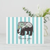 Turfroze streep paisley olifant bedankkaartjes bedankkaart (Staand voorkant)