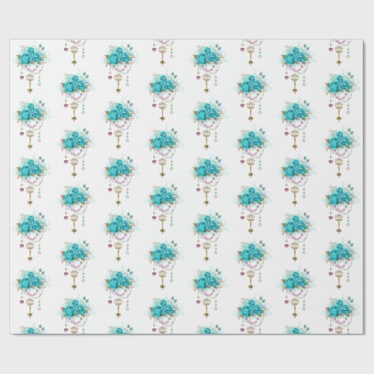 Turfrozen Rozen met Sleutels Cadeaupapier (Vlak)