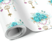 Turfrozen Rozen met Sleutels Cadeaupapier (Rol Hoek)