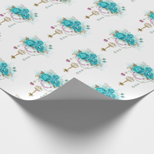 Turfrozen Rozen met Sleutels Cadeaupapier (Hoek)