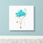 Turfrozen Rozen met Sleutels Canvas Afdruk (Insitu (Houten vloer))