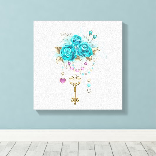 Turfrozen Rozen met Sleutels Canvas Afdruk (Insitu (Houten vloer))