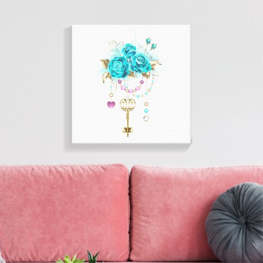 Turfrozen Rozen met Sleutels Canvas Afdruk (Insitu (Woonkamer))