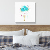 Turfrozen Rozen met Sleutels Canvas Afdruk (Insitu (Slaapkamer))