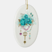 Turfrozen Rozen met Sleutels Keramisch Ornament (Rechts)