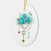 Turfrozen Rozen met Sleutels Keramisch Ornament (Links)