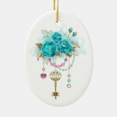 Turfrozen Rozen met Sleutels Keramisch Ornament (Achterkant)