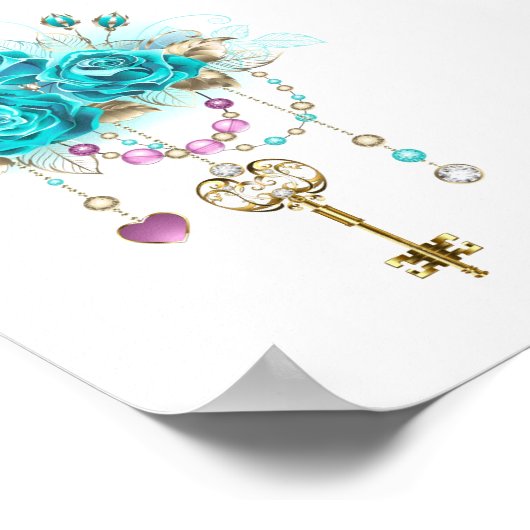 Turfrozen Rozen met Sleutels Poster (Hoek)