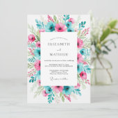 Turfuchsia Levendig Lentewedding Kaart (Staand voorkant)