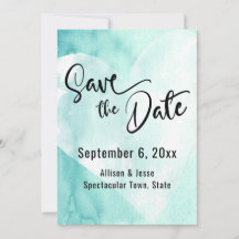 Turfwit Waterverf Hart Save-the-Date Kaart