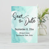 Turfwit Waterverf Hart Save-the-Date Kaart (Staand voorkant)