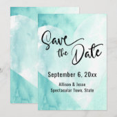 Turfwit Waterverf Hart Save-the-Date Kaart (Voorkant / Achterkant)