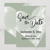 Turfwit Waterverf Hart Save-the-Date Kaart (Voorkant / Achterkant)