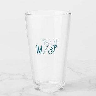 Turgroene monogram huwelijksnaam eenvoudig stijlvo glas