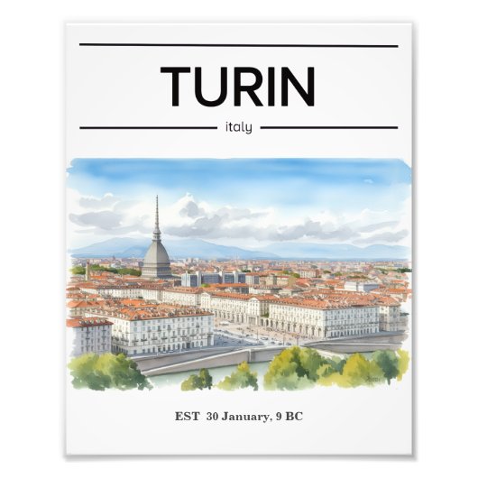 Turijn aquarel poster (Voorkant)