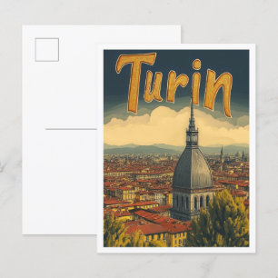 Turijn Italië Art Vintage Travel Illustratie Briefkaart