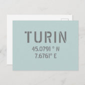 Turijn Italië - Coördinaten voor Latitude en Lengt Briefkaart (Voorkant / Achterkant)