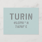 Turijn Italië - Coördinaten voor Latitude en Lengt Briefkaart (Voorkant)