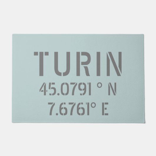 Turijn Italië - Coördinaten voor Latitude en Lengt Deurmat (Voorkant)