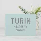 Turijn Italië - Coördinaten voor Latitude en Lengt Kaart (Staand voorkant)