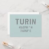 Turijn Italië - Coördinaten voor Latitude en Lengt Kaart (Voorkant / Achterkant in situ)