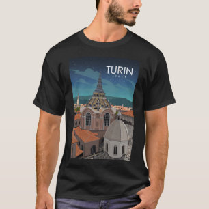Turijn Italië Minimal Retro Travel Poster T-shirt