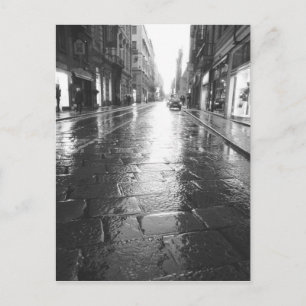 Turijn Italië, Natte Straat Avond Briefkaart