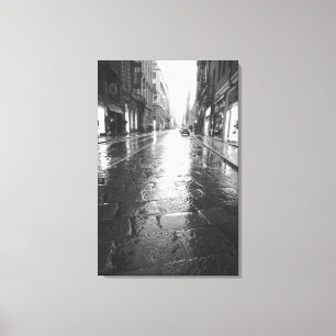 Turijn Italië, Natte Straat Avond Canvas Afdruk
