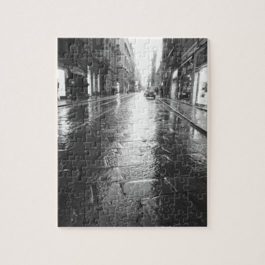 Turijn Italië, Natte Straat Avond Legpuzzel (Verticaal)