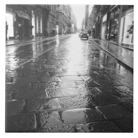 Turijn Italië, Natte Straat Avond Tegeltje (Voorkant)