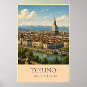 Turijn, Italië – Oude Reisposter Poster
