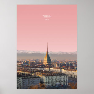 Turijn, Italië Reisillustratie Poster