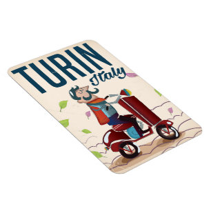 Turijn Italië vintage cartoons reisposter Magneet