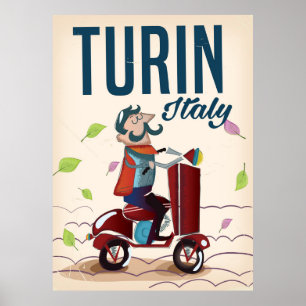 Turijn Italië vintage cartoons reisposter Poster
