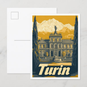 Turijn Italië Vintage Travel Illustratie Briefkaart