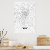 Turijn, Italië (zwart op wit) Poster (Keuken)
