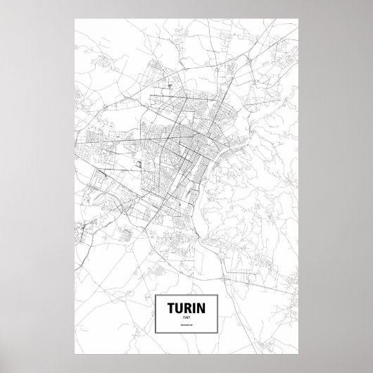 Turijn, Italië (zwart op wit) Poster (Voorkant)