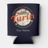 Turijn Piemonte Retro Skyline Italiaans  Pasta Blikjeskoeler (Voorkant)