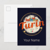 Turijn Piemonte Retro Skyline Italiaans  Pasta Feestdagenkaart