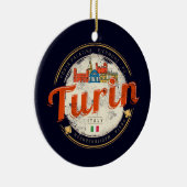 Turijn Piemonte Retro Skyline Italiaans Pasta Keramisch Ornament (Rechts)