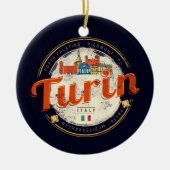 Turijn Piemonte Retro Skyline Italiaans Pasta Keramisch Ornament (Voorkant)