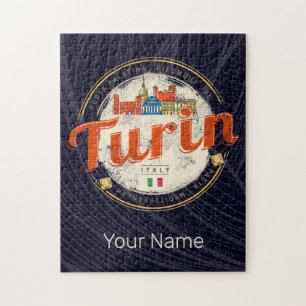 Turijn Piemonte Retro Skyline Italiaans  Pasta Legpuzzel