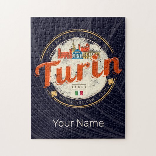 Turijn Piemonte Retro Skyline Italiaans Pasta Legpuzzel (Verticaal)