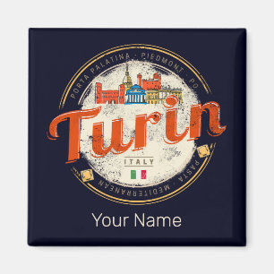 Turijn Piemonte Retro Skyline Italiaans  Pasta Magneet