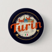Turijn Piemonte Retro Skyline Italiaans  Pasta Ronde Button 5,7 Cm (Voorkant)